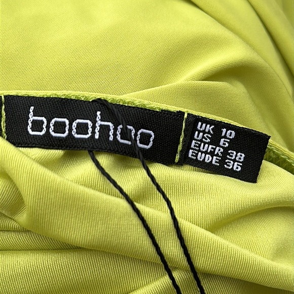 Boohoo Silky Mesh Sleeve Midaxi Women’s Dress Lime Size 10 - Picture 12 of 13